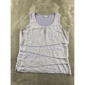 Jaclyn Smith Collection Womens XL Periwinkle Layered Stripe Polka Dot Tank Top